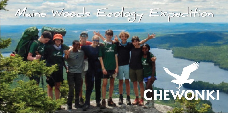 Picture of young people on top of a mountain, caption Maine Woods Ecology Expedition Camp Chewonki
